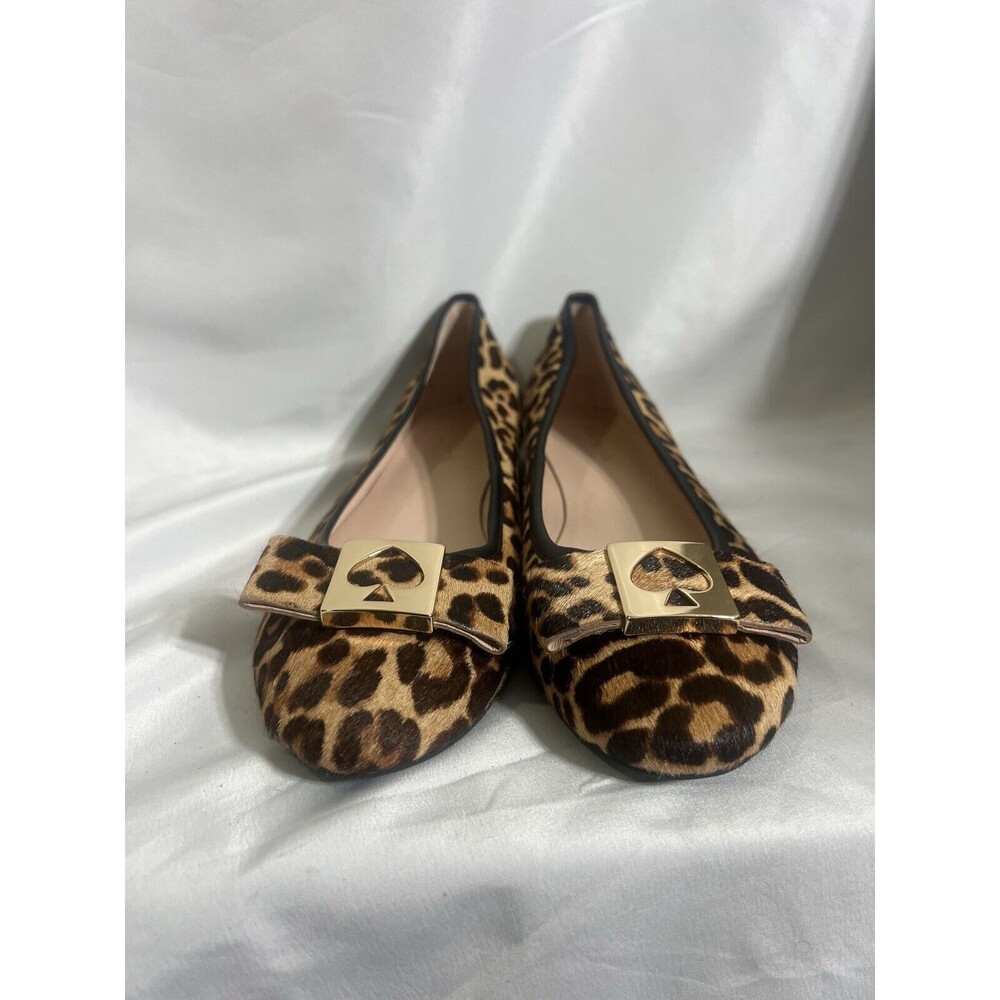 Kate Spade New York Maline Bow Ballet Flat Leopard Calf Hair Leather 7.5M